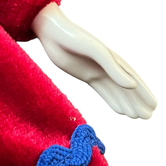 Pretty Hand Painted Russian Porcelain Girl Doll In Colorfully Dress & Fur Hat - Picture 10 of 14